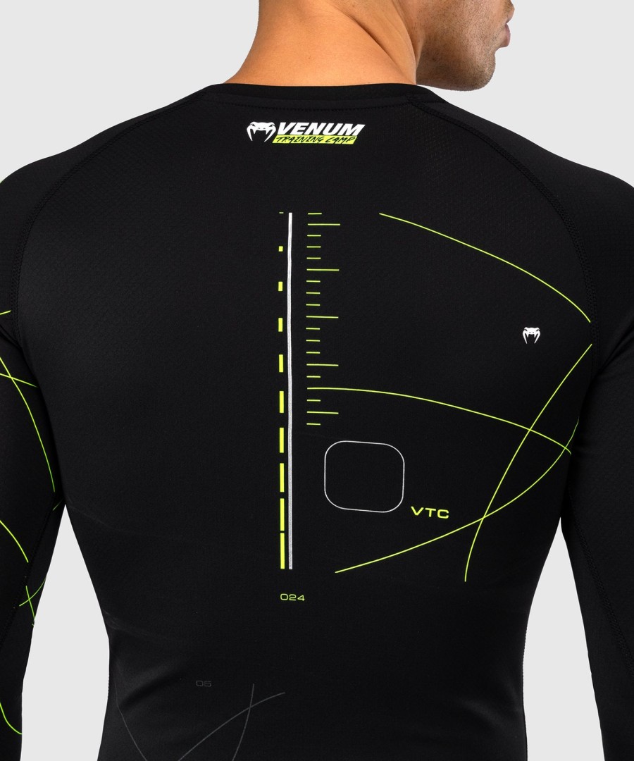 camiseta de proteção solar venum training camp 4.0 de manga comprida - pretaverde neon