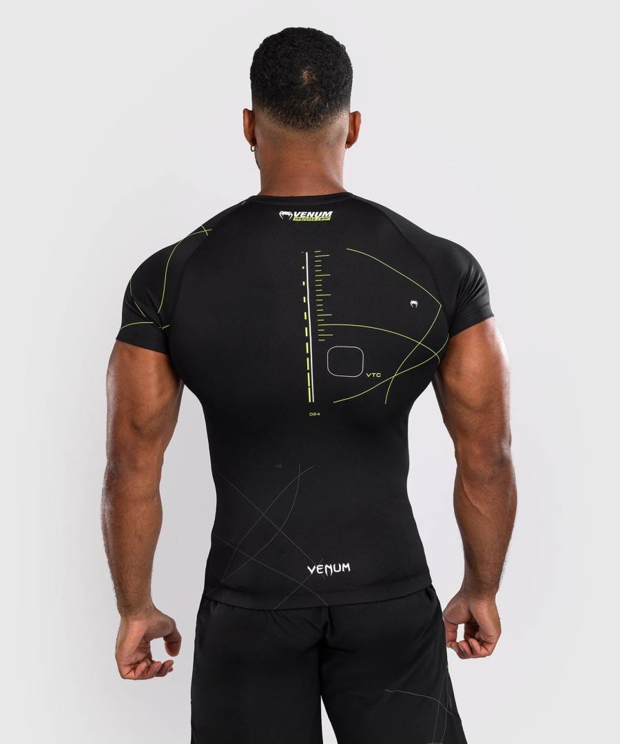camiseta de proteção solar venum training camp 4.0 de manga curta - pretaverde neon
