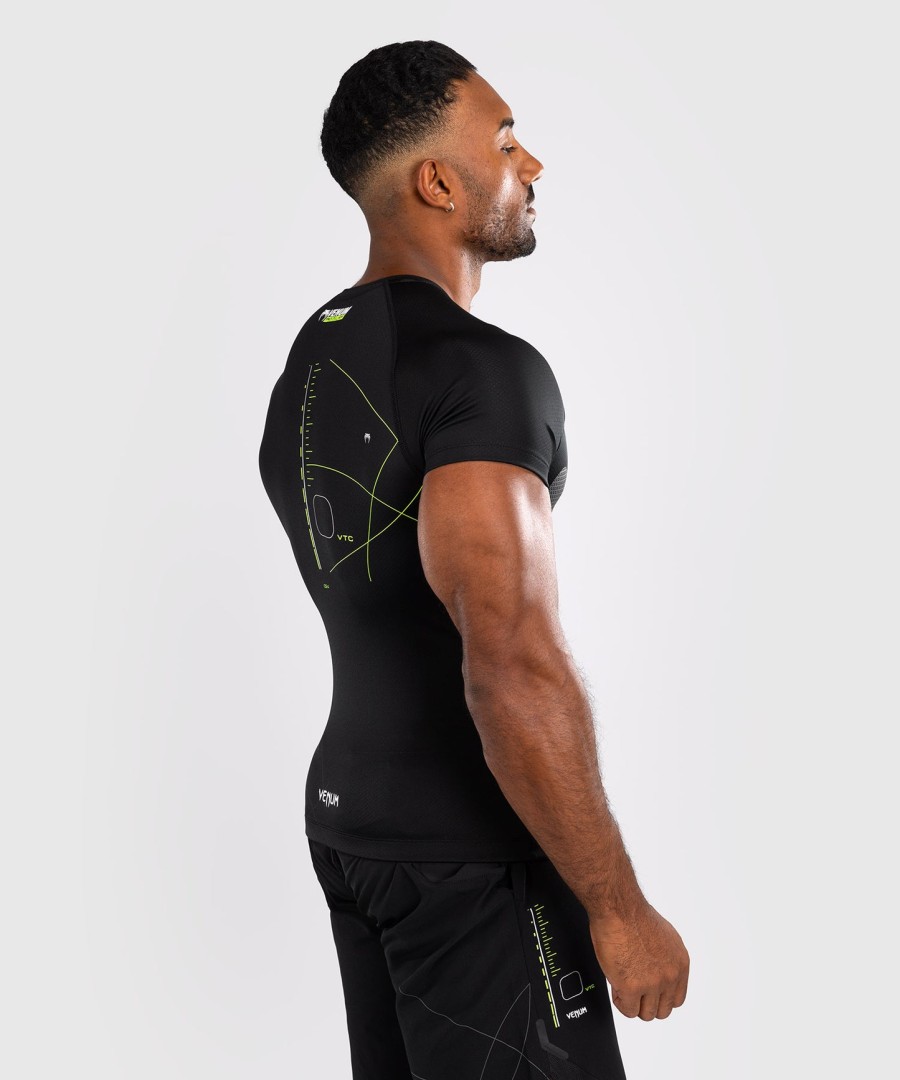 camiseta de proteção solar venum training camp 4.0 de manga curta - pretaverde neon