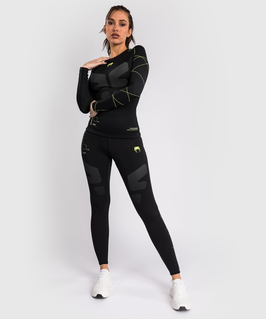 camiseta de proteção solar venum training camp 4.0 de manga comprida - pretaverde neon