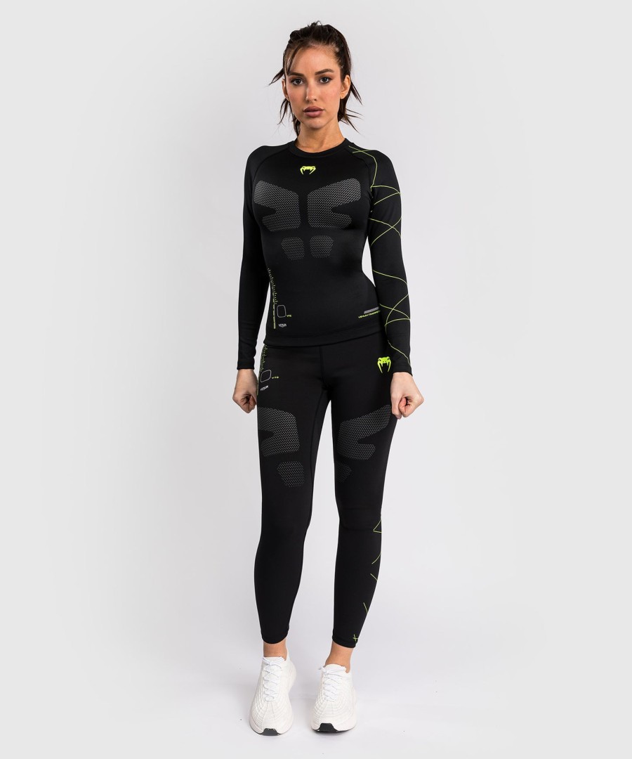 camiseta de proteção solar venum training camp 4.0 de manga comprida - pretaverde neon