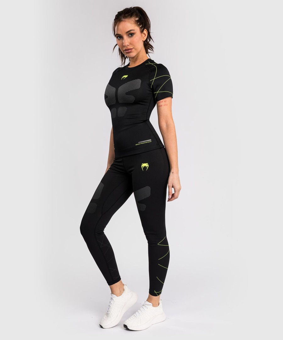 camiseta de proteção solar venum training camp 4.0 de manga curta - pretaverde neon