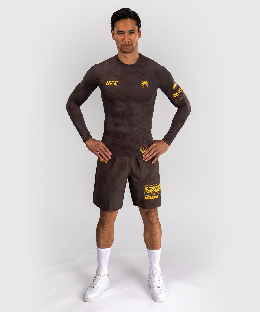 rashguard de manga comprida ufc fusion by venum fight week para homem - castanho-terra