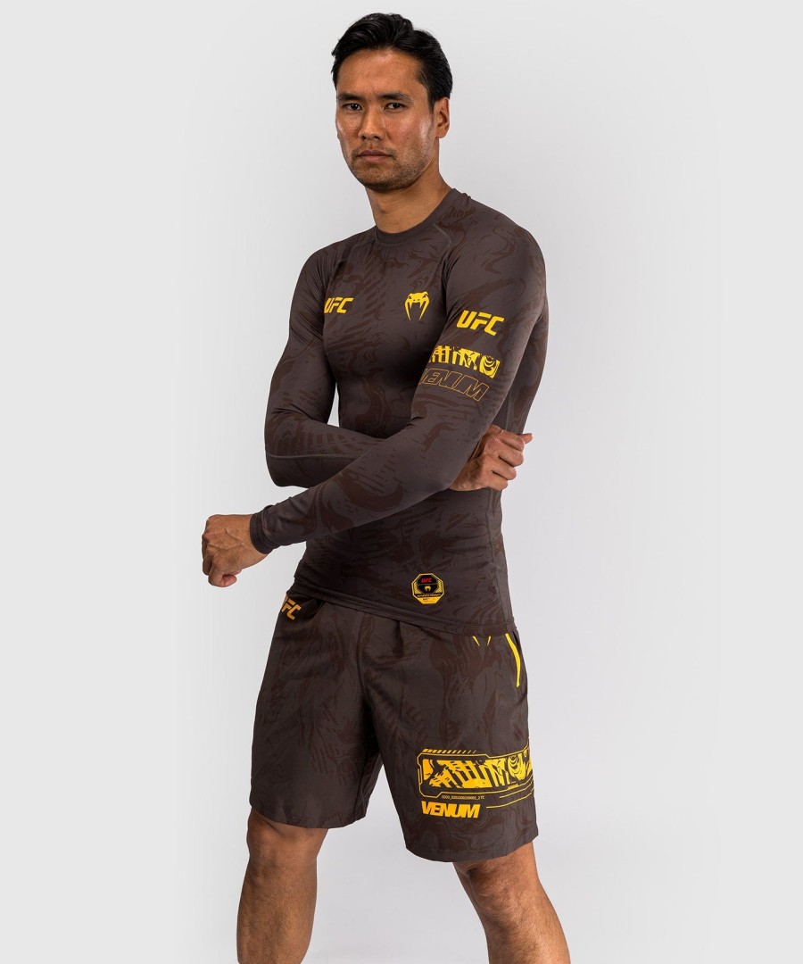 rashguard de manga comprida ufc fusion by venum fight week para homem - castanho-terra