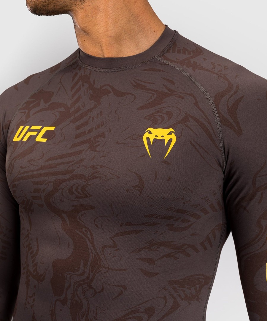 rashguard de manga comprida ufc fusion by venum fight week para homem - castanho-terra