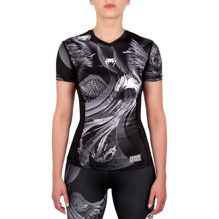 camiseta de proteção solar venum phoenix - manga curta - pretobranco - para mulheres