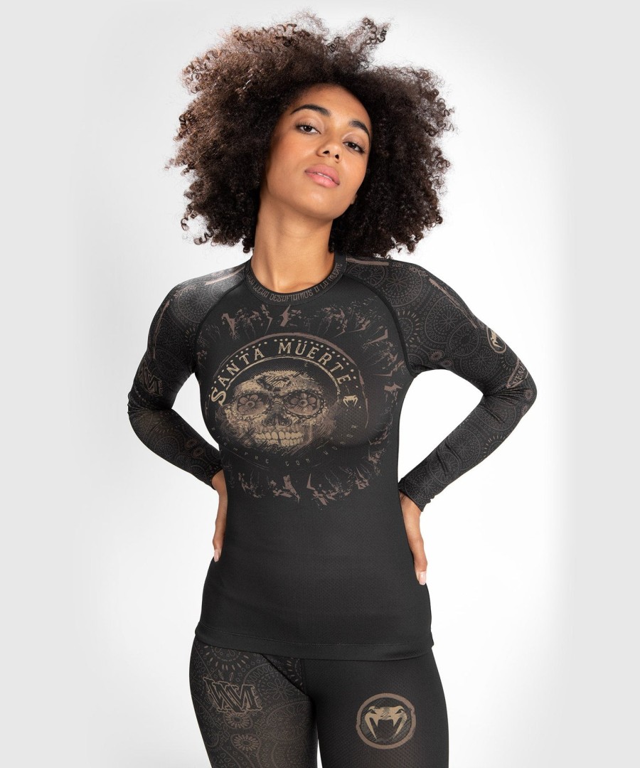 venum women santa muerte dark side - camiseta de proteção solar de manga comprida - pretomarrom