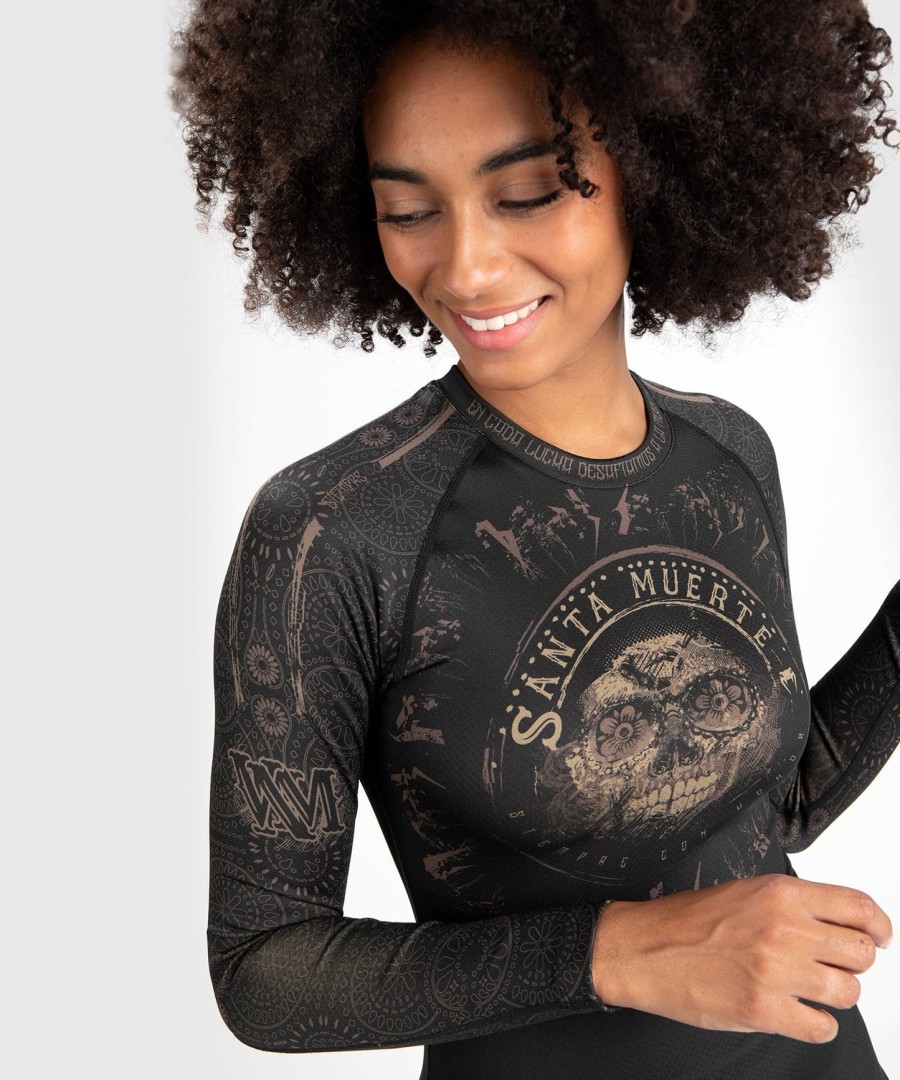 venum women santa muerte dark side - camiseta de proteção solar de manga comprida - pretomarrom
