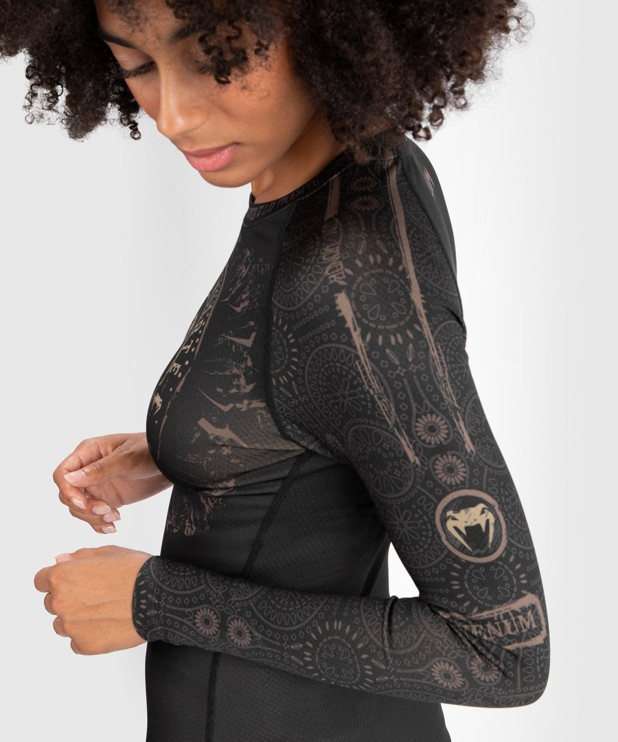 venum women santa muerte dark side - camiseta de proteção solar de manga comprida - pretomarrom