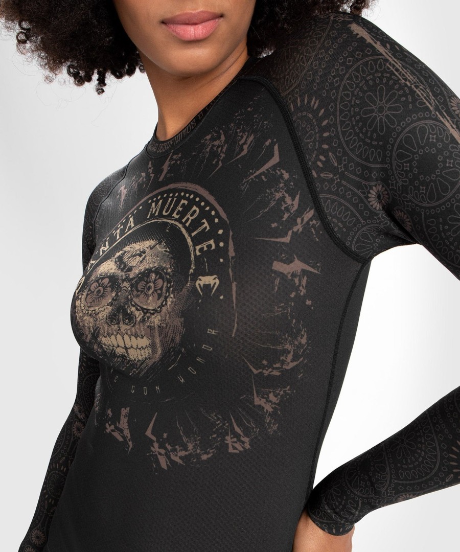 venum women santa muerte dark side - camiseta de proteção solar de manga comprida - pretomarrom