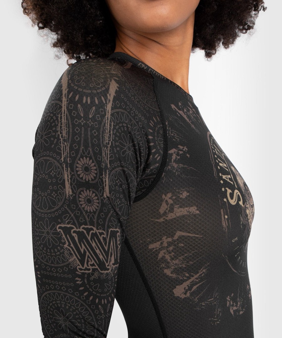venum women santa muerte dark side - camiseta de proteção solar de manga comprida - pretomarrom