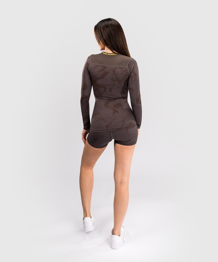 rashguard de manga comprida feminina ufc fusion by venum fight week performance - marrom terra