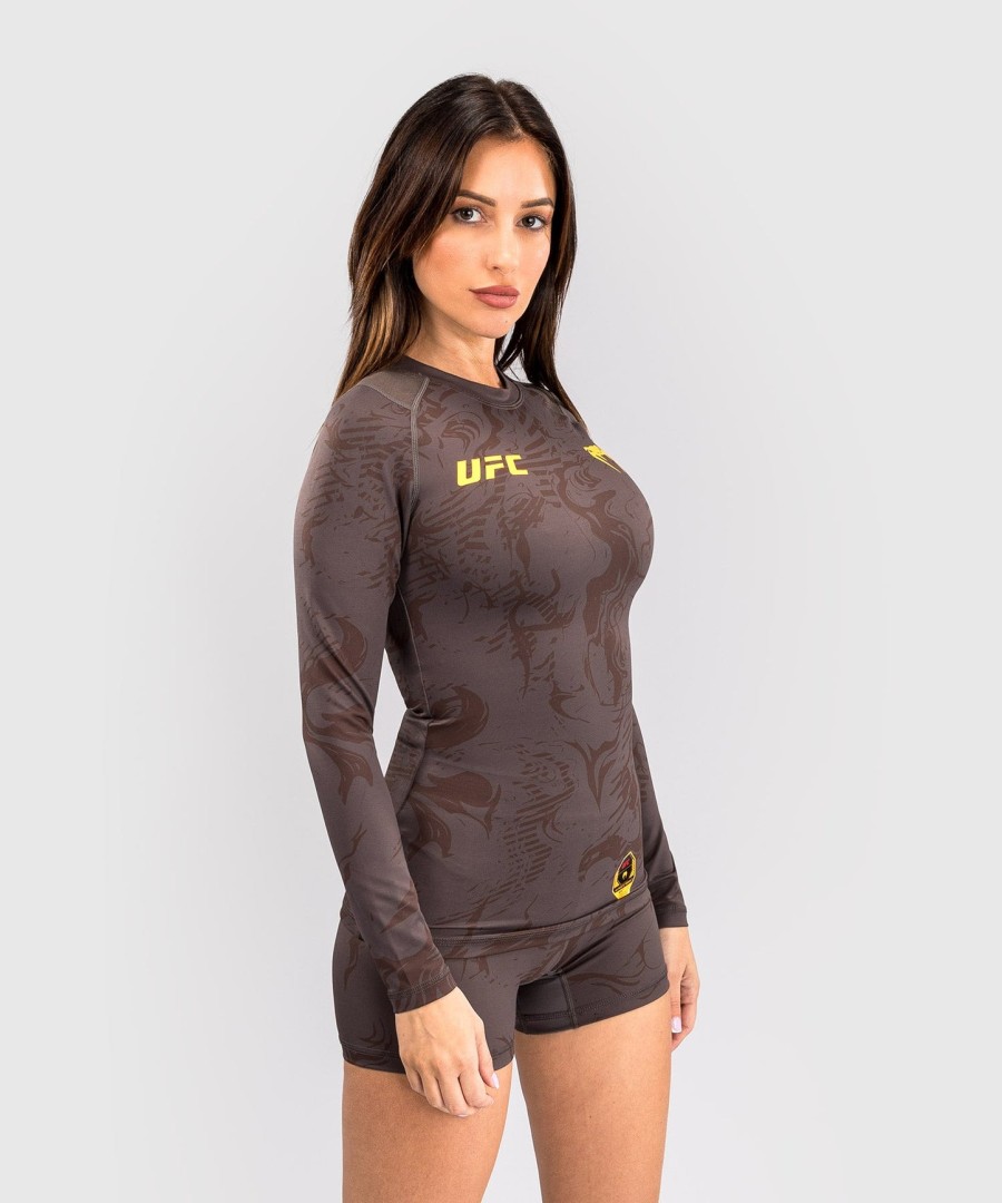 rashguard de manga comprida feminina ufc fusion by venum fight week performance - marrom terra