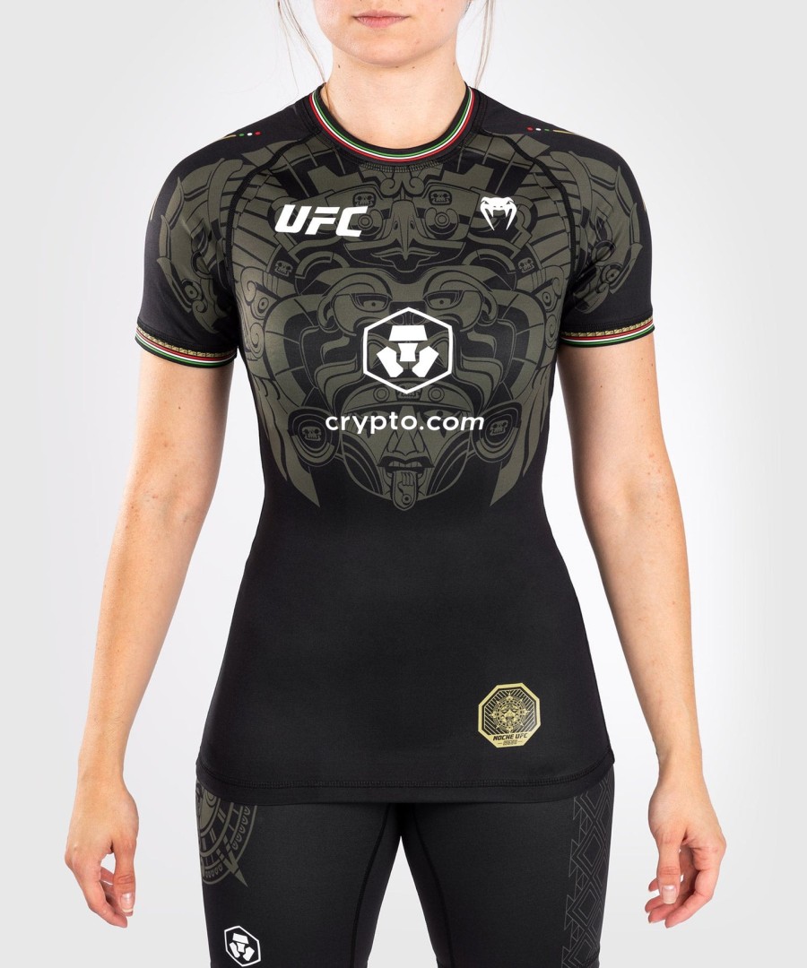 rashguard de manga curta feminino noche ufc by venum authentic fight night performance - preto