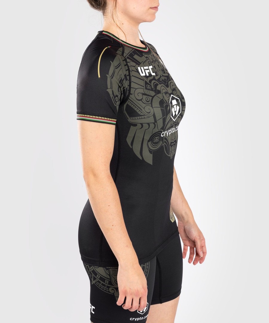 rashguard de manga curta feminino noche ufc by venum authentic fight night performance - preto