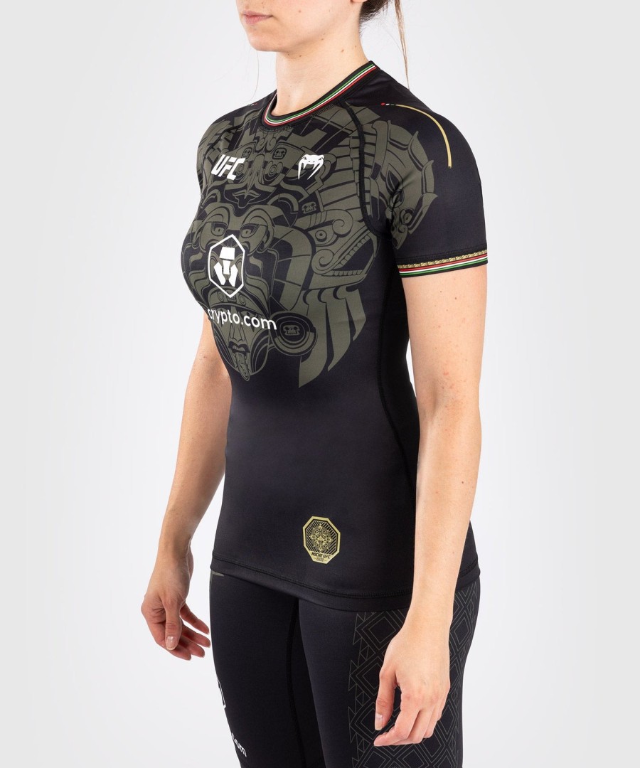 rashguard de manga curta feminino noche ufc by venum authentic fight night performance - preto