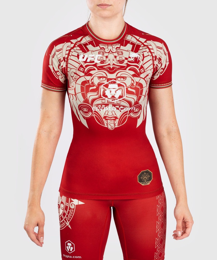 rashguard de manga curta feminino noche ufc by venum authentic fight night performance - vermelho