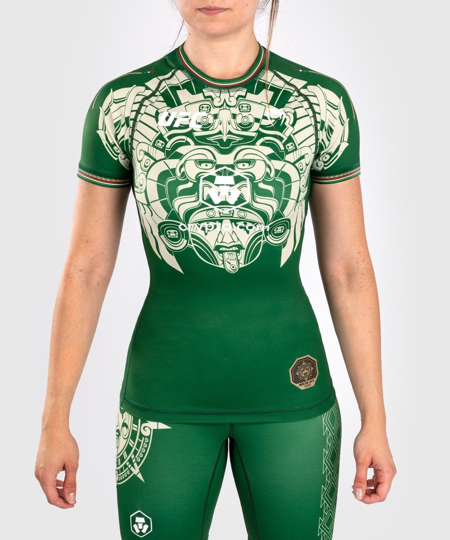 rashguard de manga curta noche ufc by venum authentic fight night para mulheres - verde