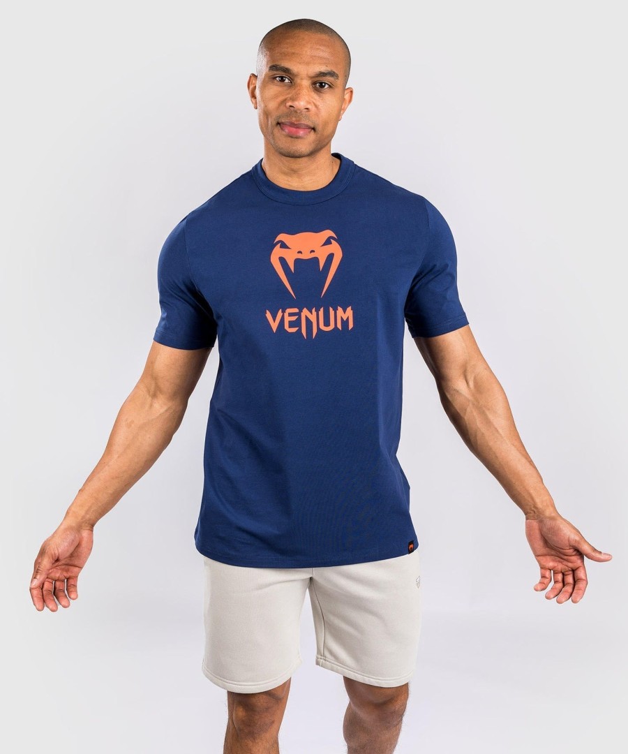 camiseta venum classic - azul marinholaranja