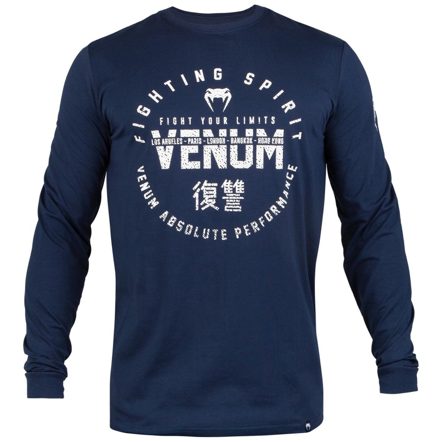 camiseta venum signature - manga longa - azul marinhobranco