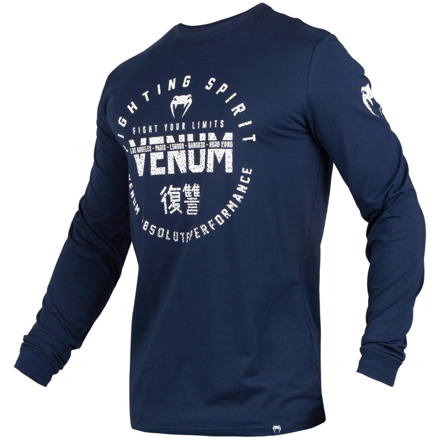 camiseta venum signature - manga longa - azul marinhobranco