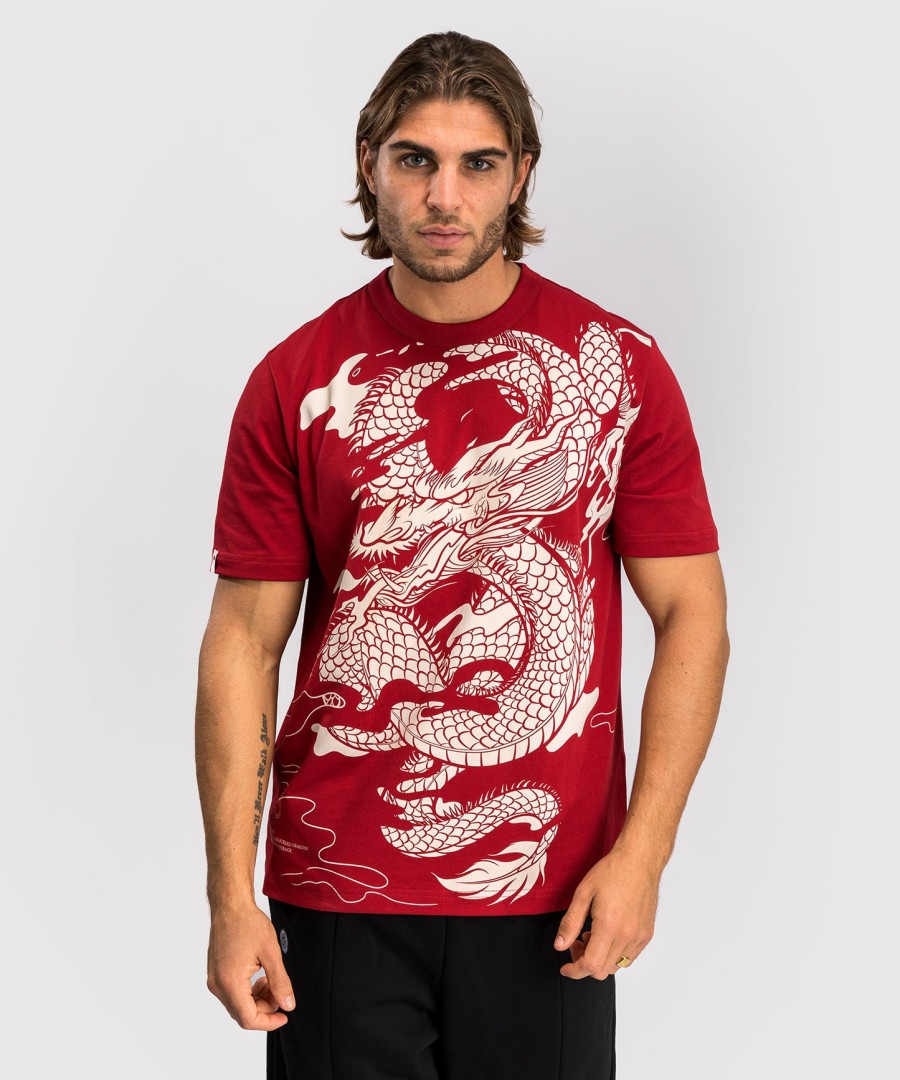 camiseta masculina venum dragon flight - vermelho cerejabranco creme