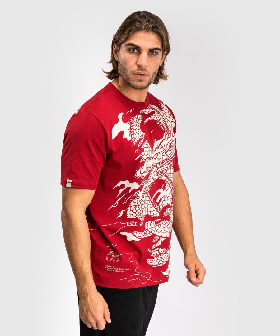 camiseta masculina venum dragon flight - vermelho cerejabranco creme