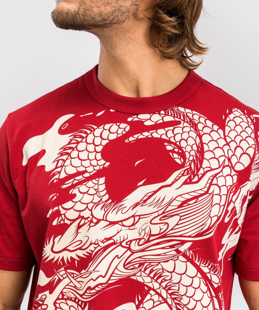 camiseta masculina venum dragon flight - vermelho cerejabranco creme