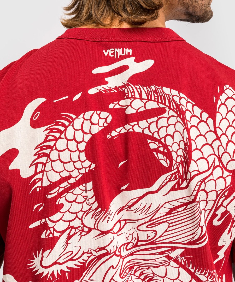 camiseta masculina venum dragon flight - vermelho cerejabranco creme