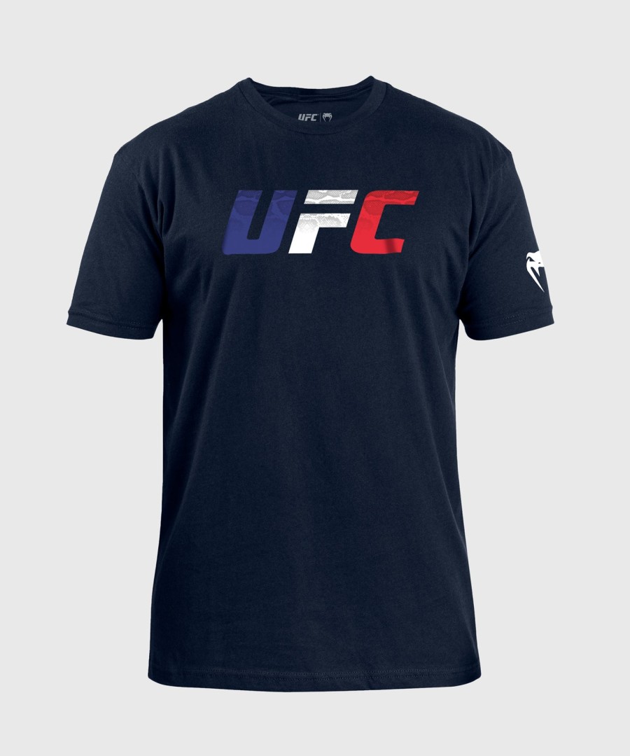 camiseta masculina ufc unrivaled by venum azul marinho com a bandeira francesa