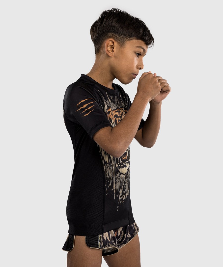 camiseta de proteção solar infantil venum tiger de manga curta - pretolaranja neon