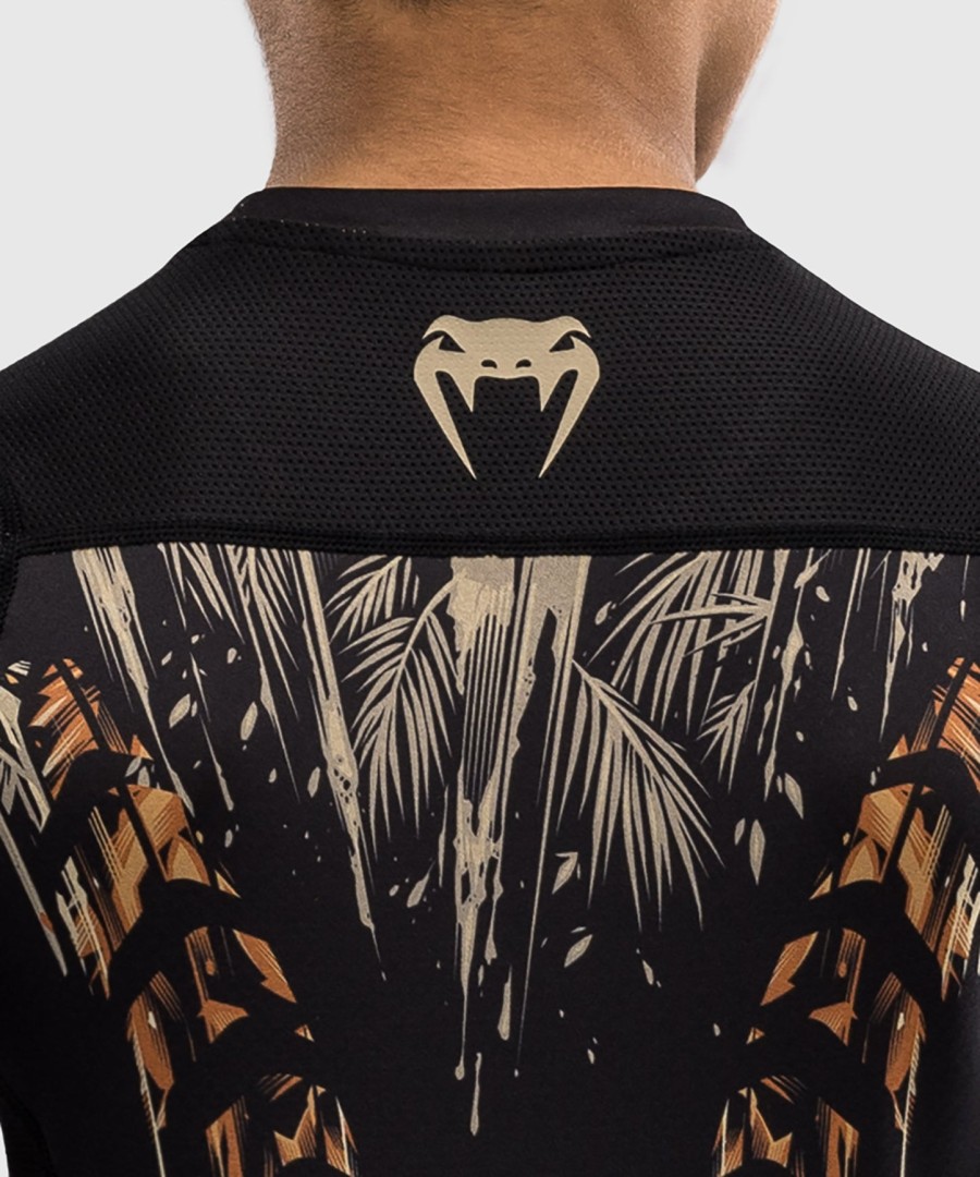 camiseta de proteção solar infantil venum tiger de manga curta - pretolaranja neon