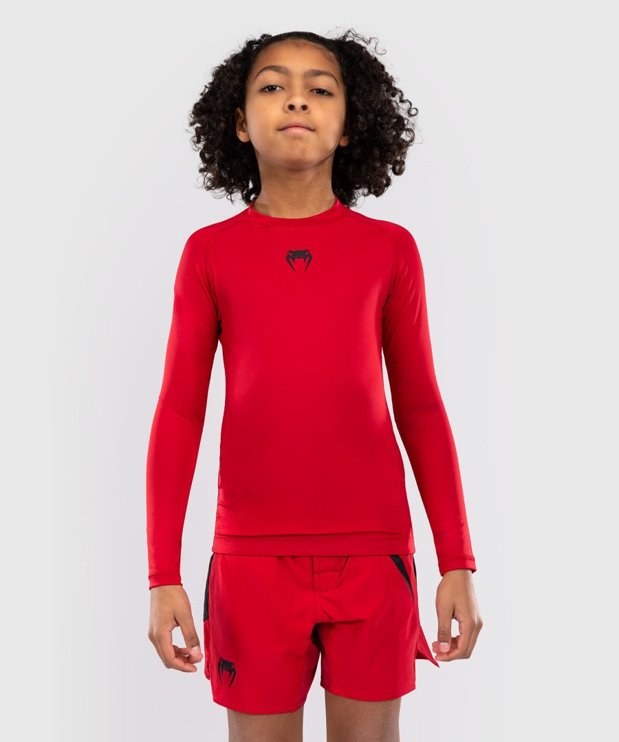 camiseta de proteção solar infantil venum contender de manga comprida - vermelho cereja