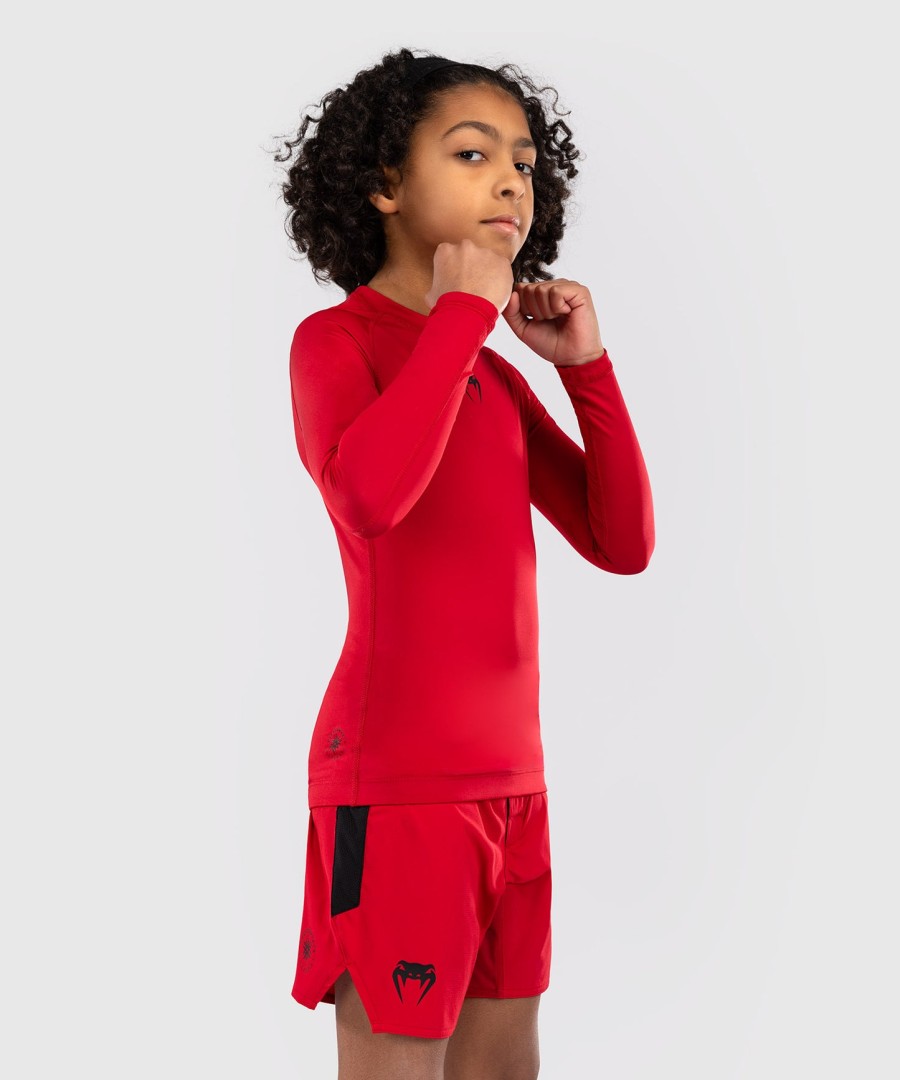 camiseta de proteção solar infantil venum contender de manga comprida - vermelho cereja