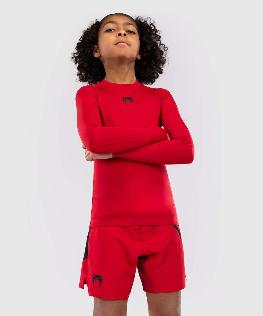 camiseta de proteção solar infantil venum contender de manga comprida - vermelho cereja