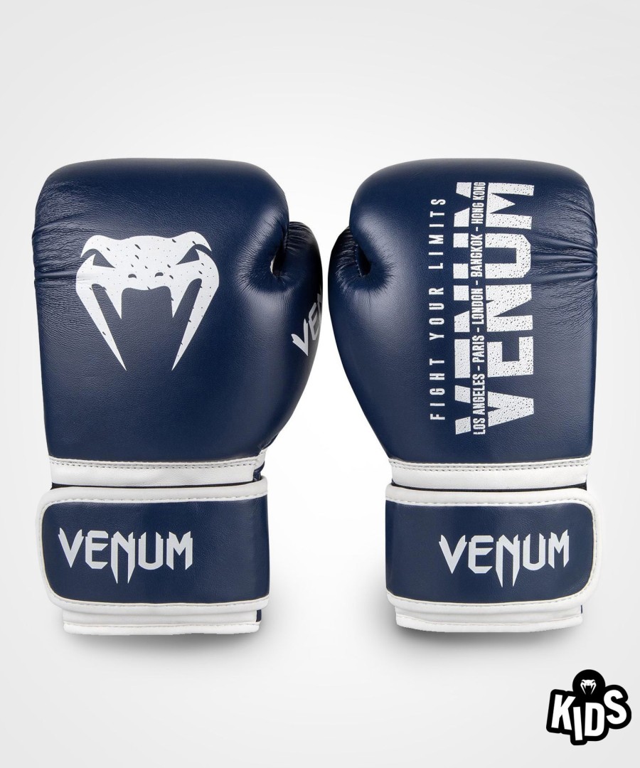 luvas de boxe infantis venum signature - azul marinho