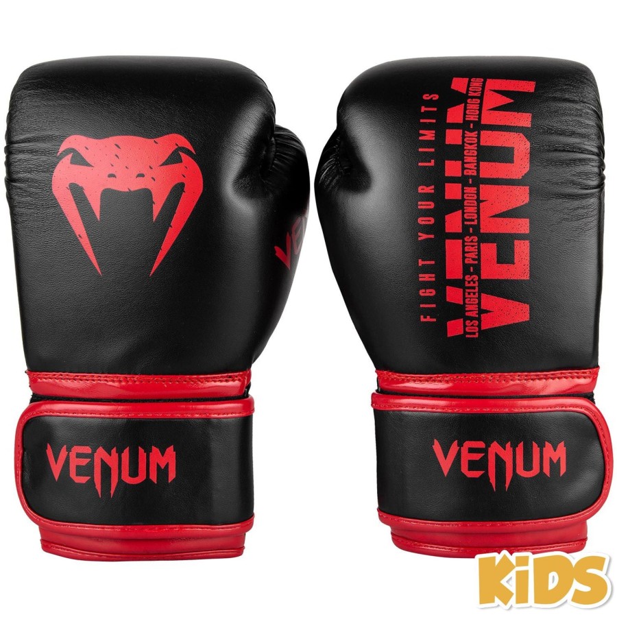 luvas de boxe infantis venum signature - pretovermelho