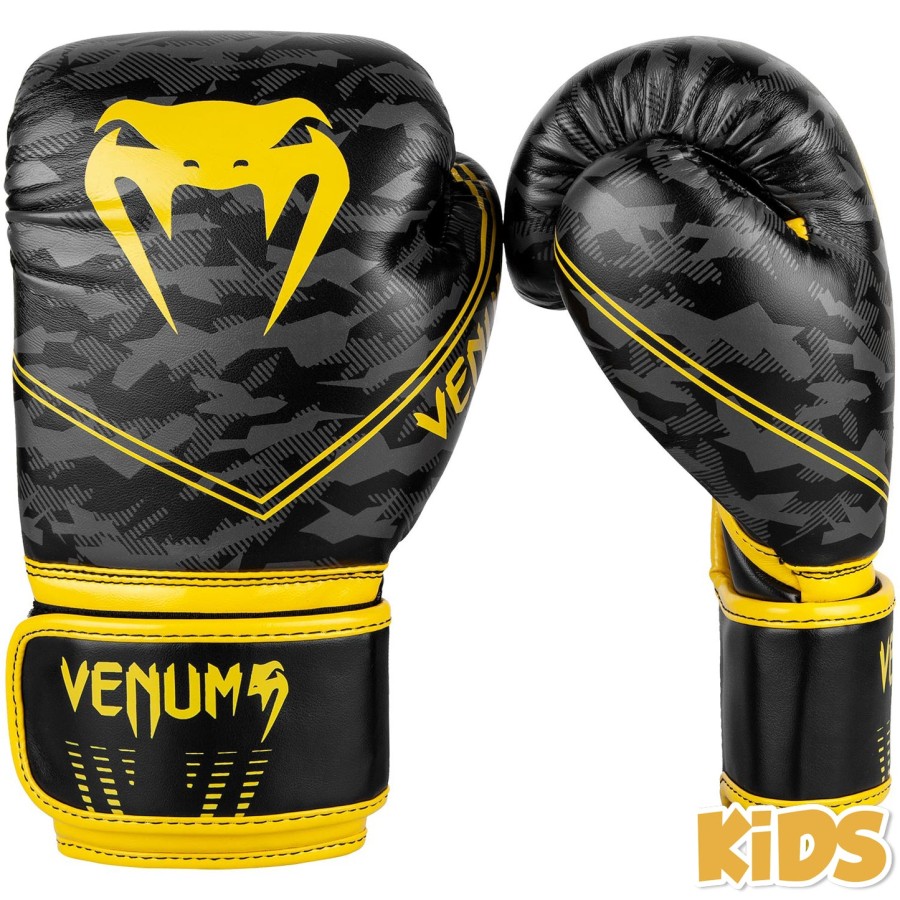 luvas de boxe infantis venum okinawa 2.0 - pretoamarelo