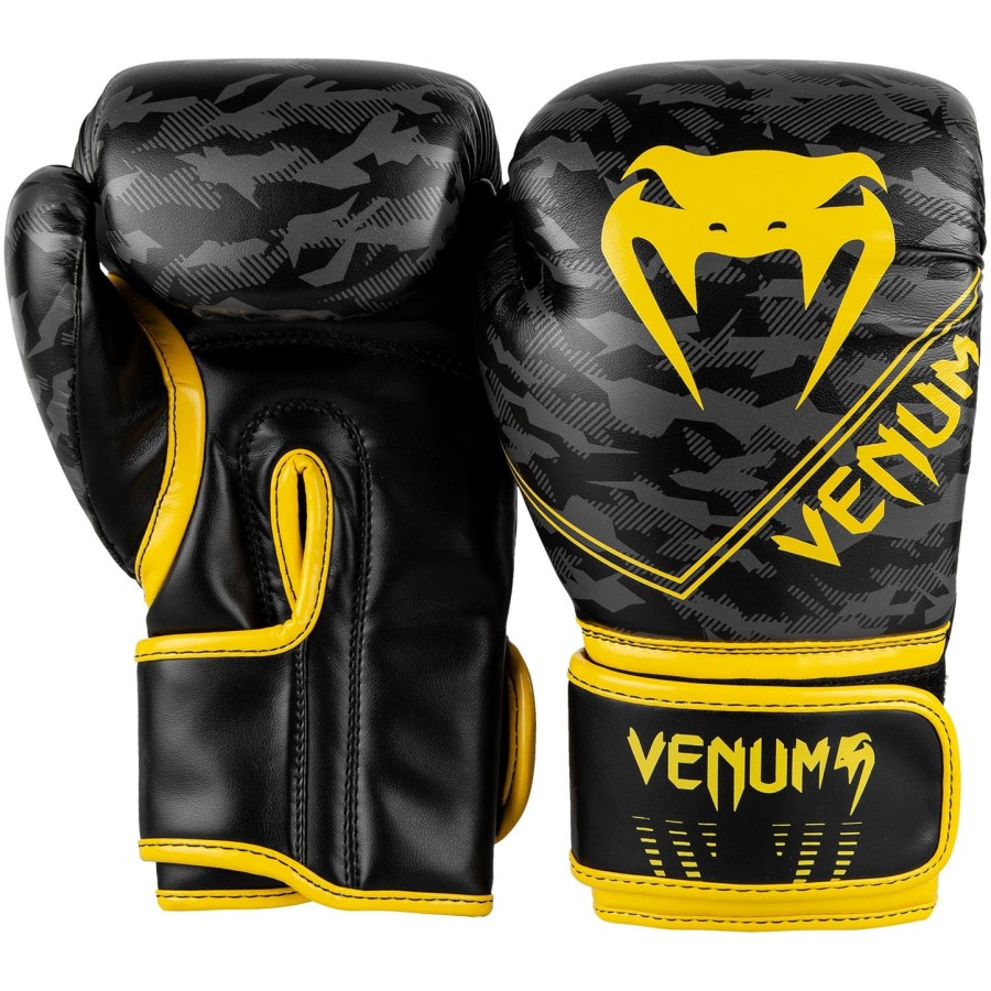 luvas de boxe infantis venum okinawa 2.0 - pretoamarelo