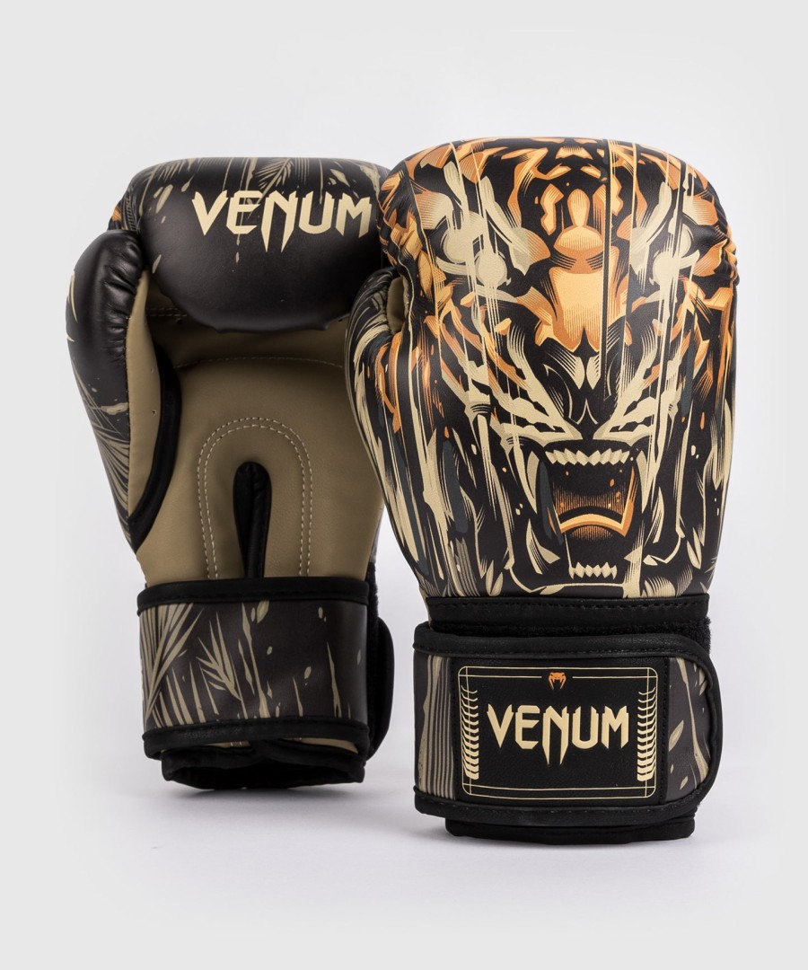luvas de boxe infantis venum tiger - pretolaranja neon