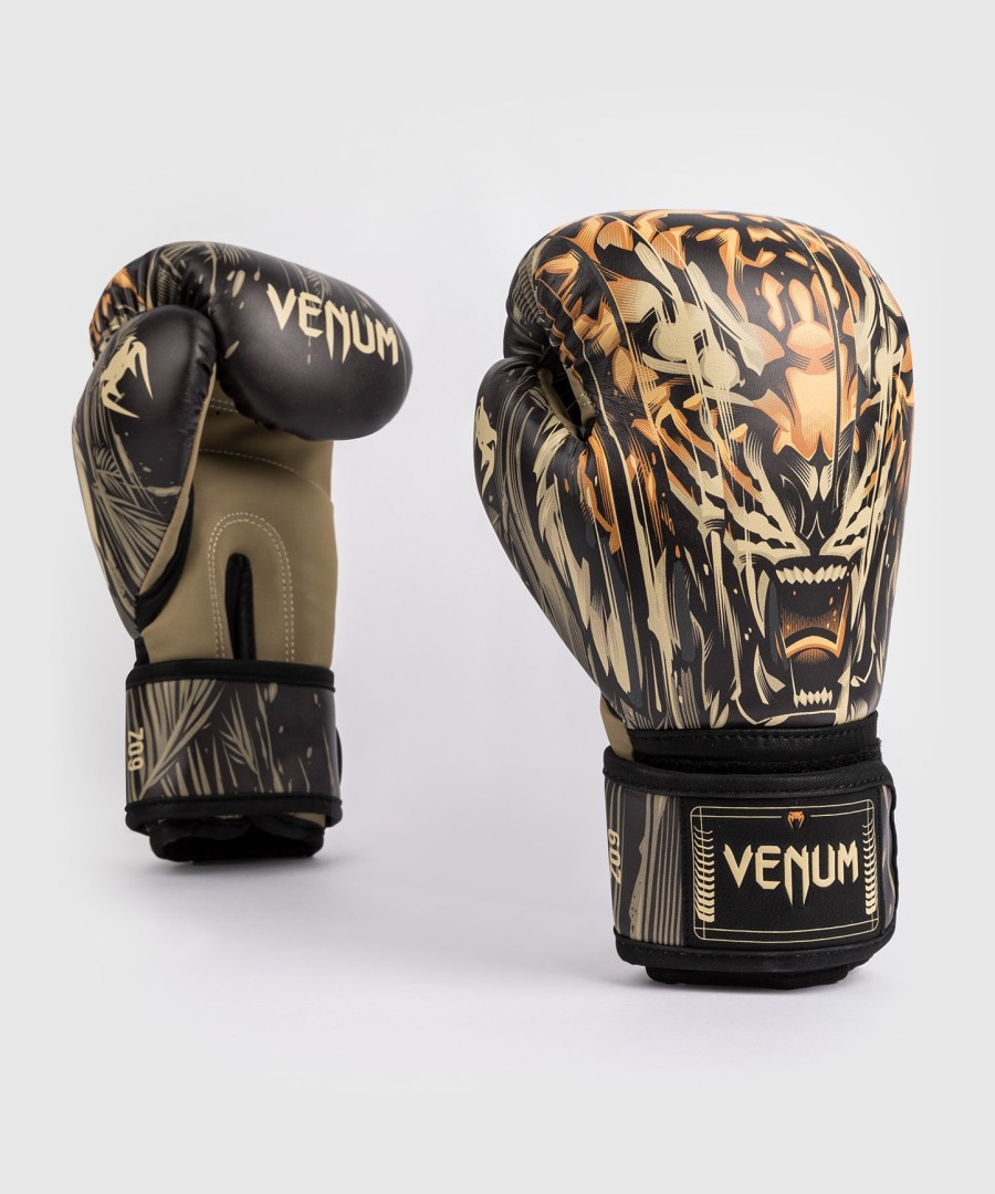 luvas de boxe infantis venum tiger - pretolaranja neon