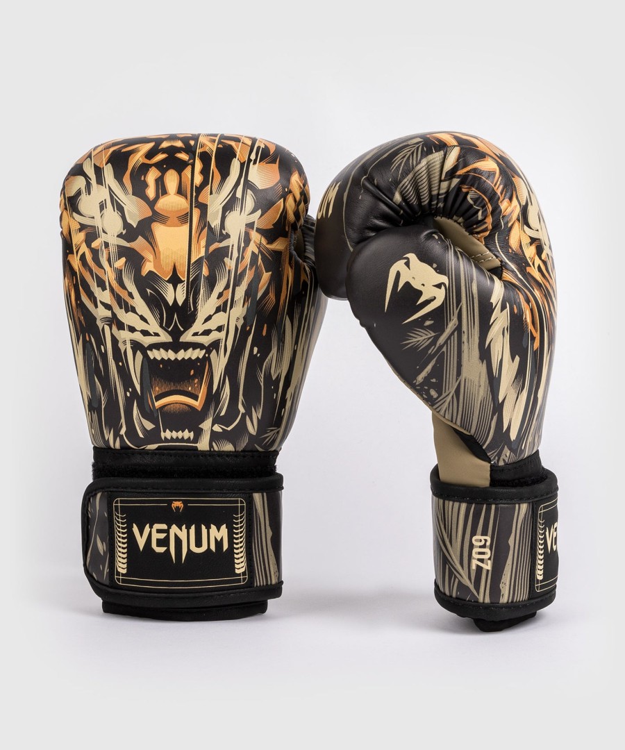 luvas de boxe infantis venum tiger - pretolaranja neon