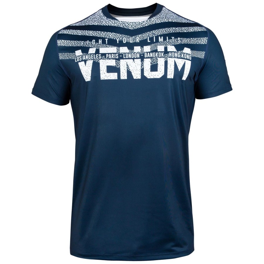 camiseta venum signature dry tech - azul marinhobranco