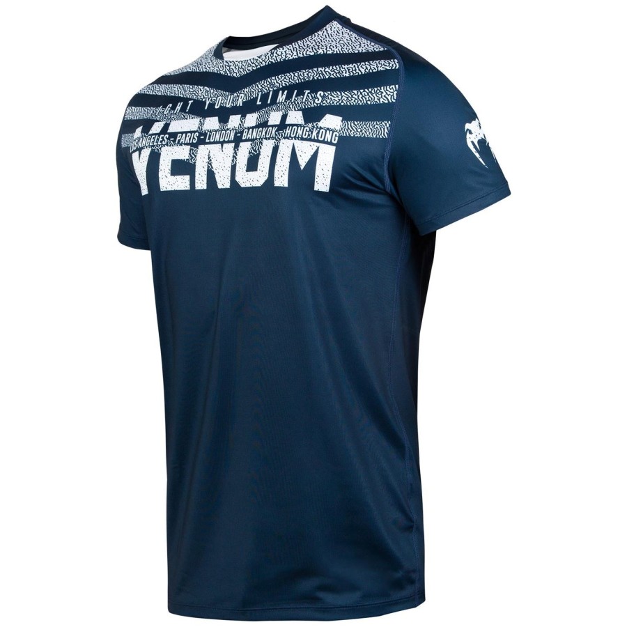 camiseta venum signature dry tech - azul marinhobranco