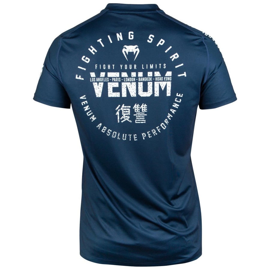 camiseta venum signature dry tech - azul marinhobranco