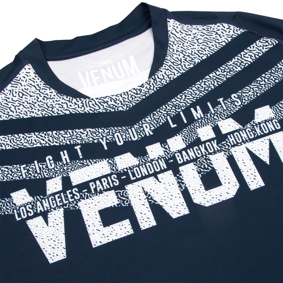 camiseta venum signature dry tech - azul marinhobranco