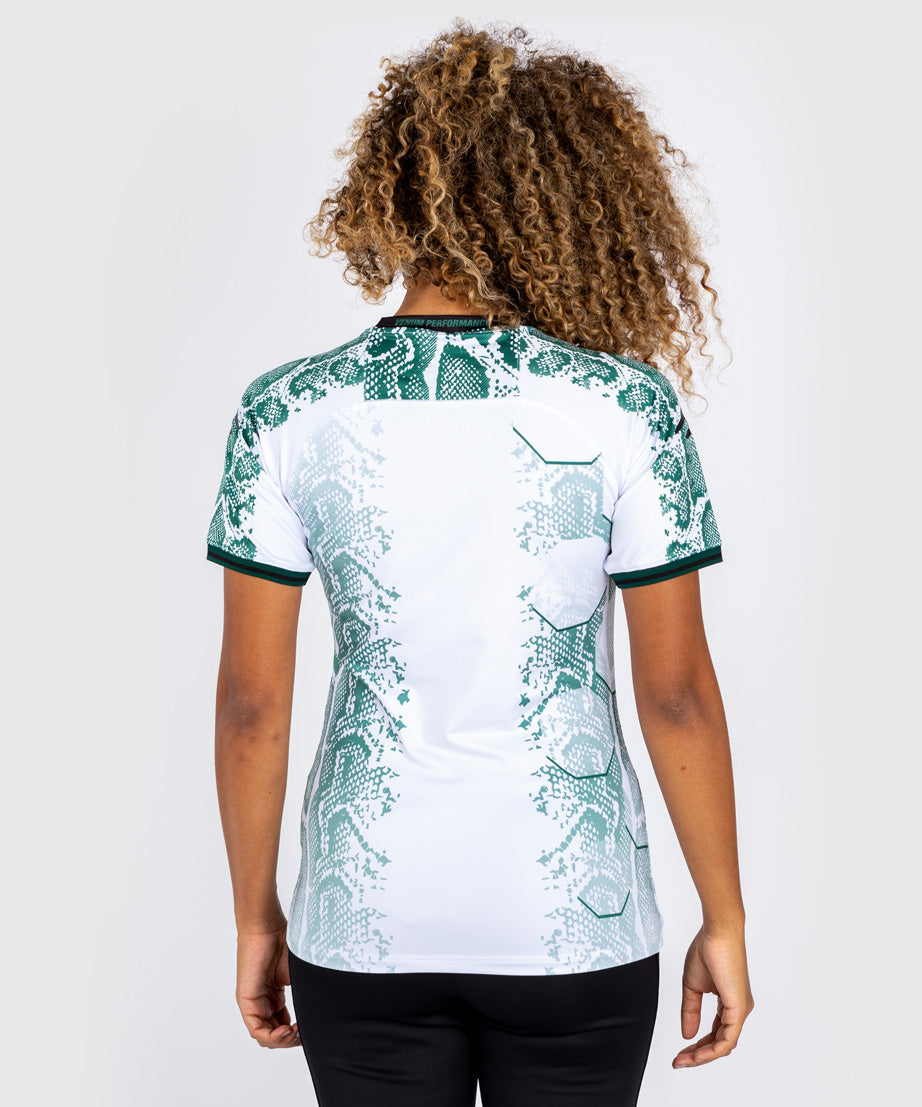 camisa de entrada autêntica do ufc adrenaline by venum fight night para mulheres - edição esmeralda - brancaverde