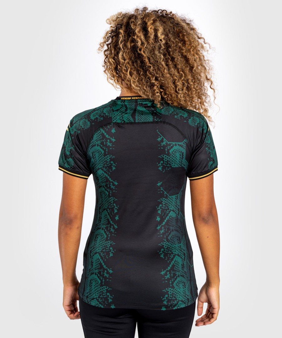 camisa de entrada de luta feminina autêntica ufc adrenaline by venum verdepretadourada - edição esmeralda