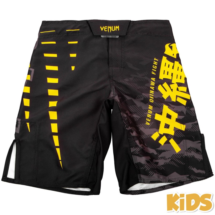 calção de luta infantil venum okinawa 2.0 - pretoamarelo - exclusivo