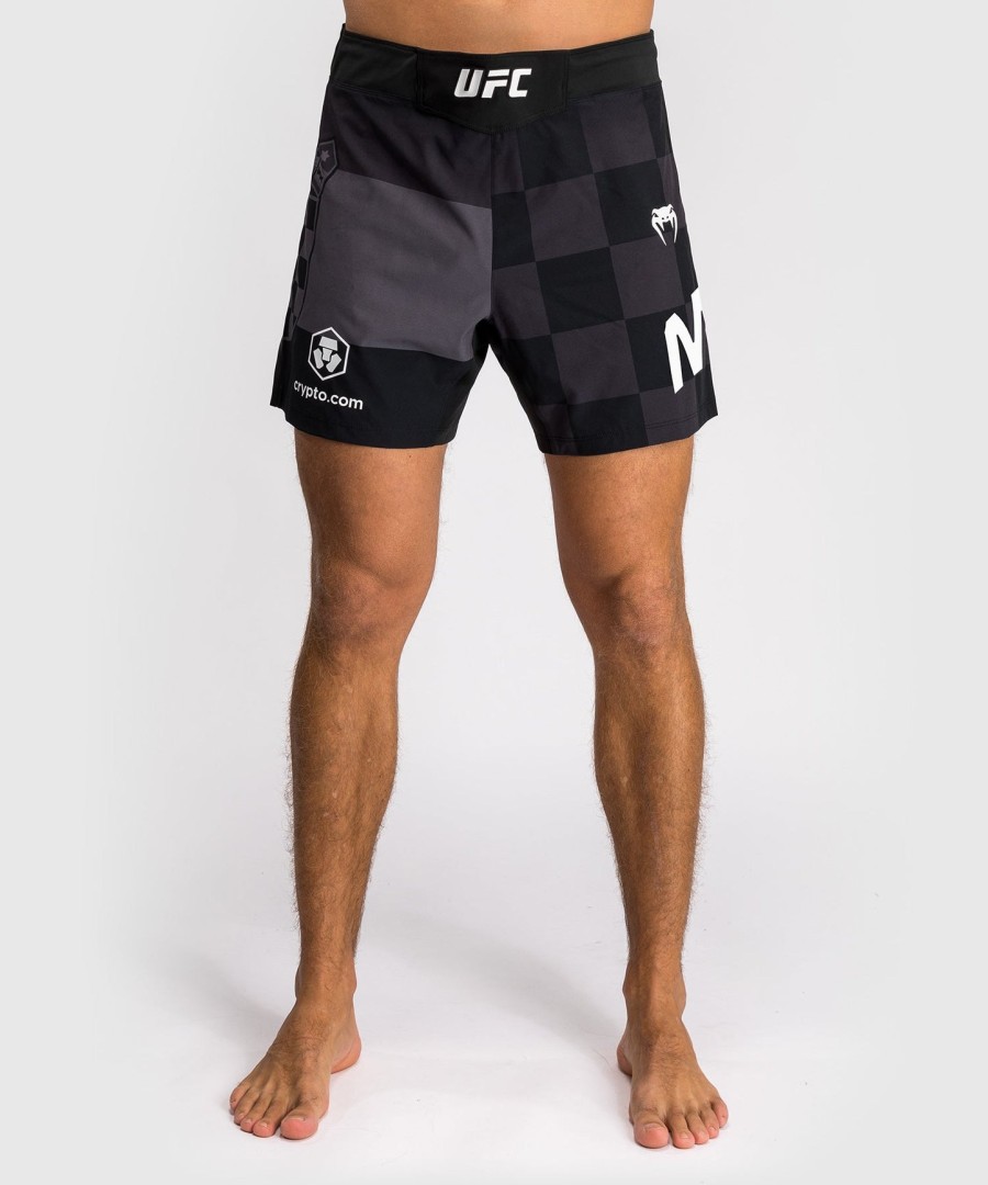 shorts de luta masculinos ufc unrivaled by venum black stipe miocic